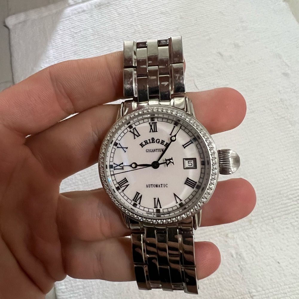Krieger Silver Watch with White Dial